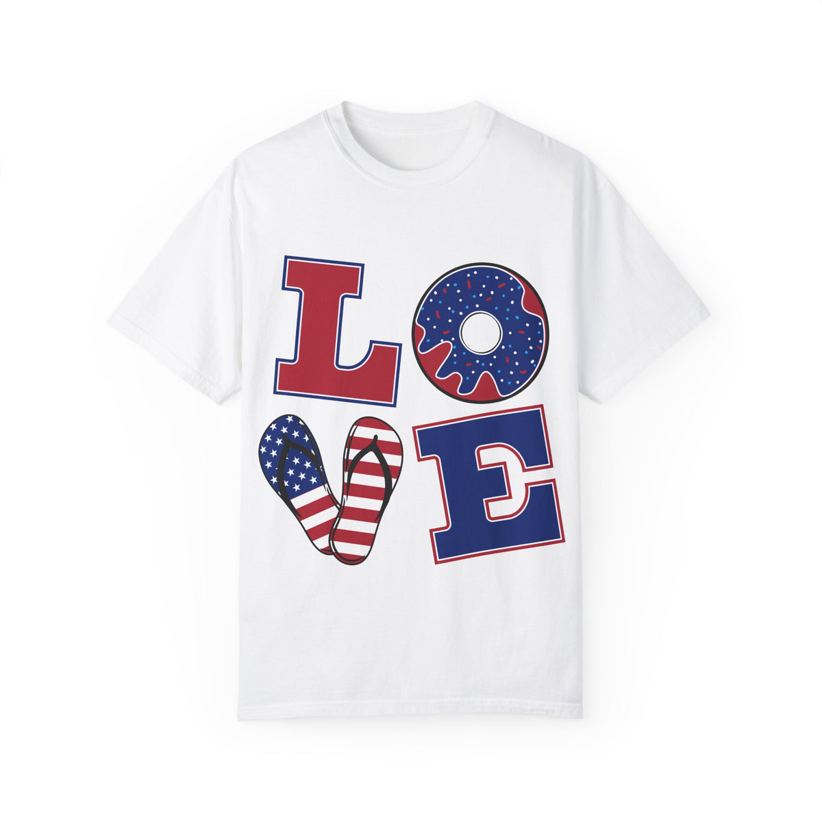 Patriotic Love T-Shirt - Unisex Garment-Dyed Tee for Holidays