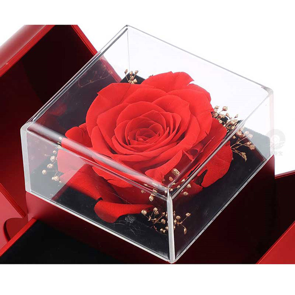 Fashion Jewelry Box Red Apple Christmas Gift Necklace Eternal Rose For Girl Mother&#39;s Day Valentine&#39;s Day Gifts With Artificial Flower Rose Flower Jewelry Box