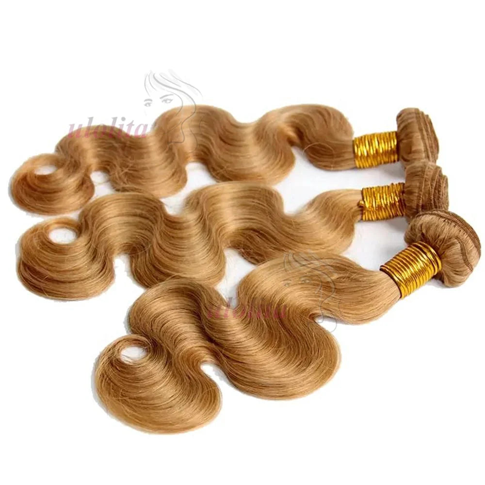 27# Honey Blonde Bundles Body Wave Human Hair Bundles Malaysian remy  hair weave 100% virgin