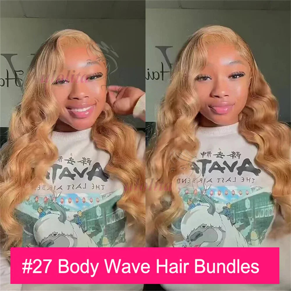 27# Honey Blonde Bundles Body Wave Human Hair Bundles Malaysian remy  hair weave 100% virgin