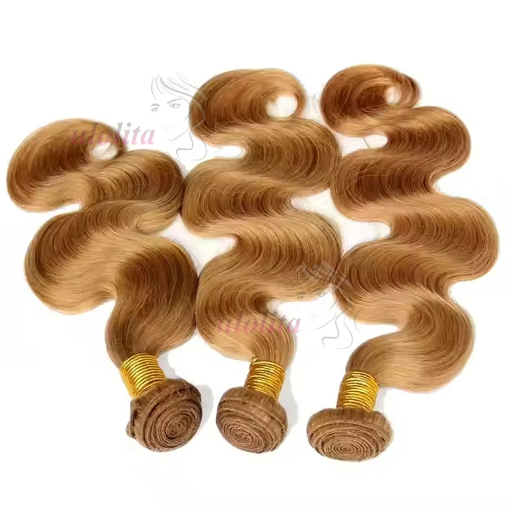 27# Honey Blonde Bundles Body Wave Human Hair Bundles Malaysian remy  hair weave 100% virgin