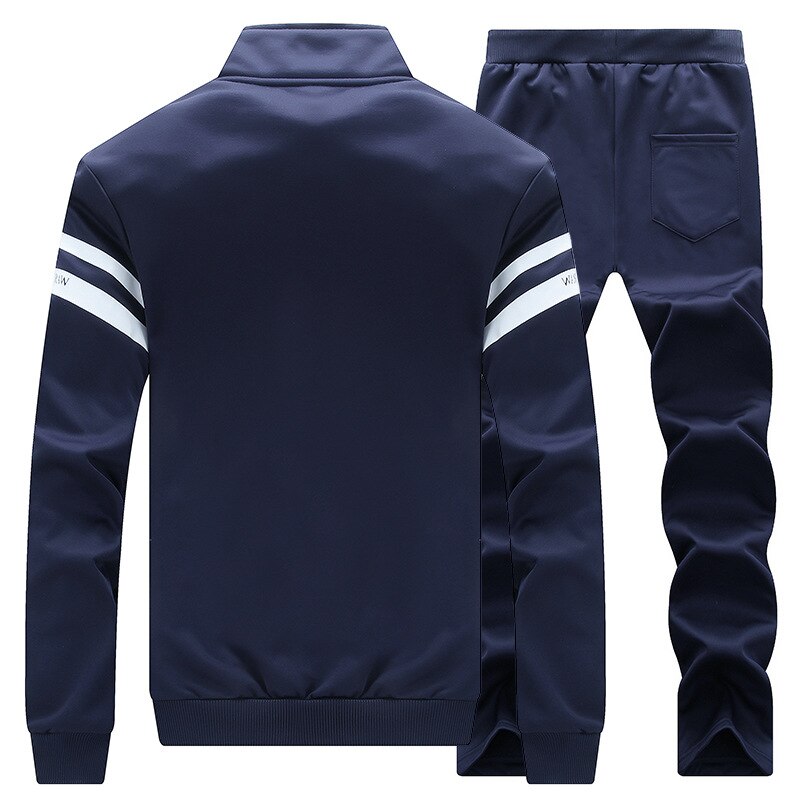 Hot Selling Autumn Casual Mens Tracksuit Set Zipper Men Sets Print Pleated Workout Hoodies Sweatshirt+Pants Suit Asian Size 4XL