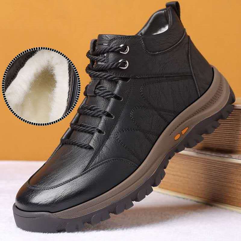 Fashion Men&#39;s Casual Leather Shoes Outdoor Sports Hiking Trekking Shoes Business Soft Anti-slip Driving Shoes Dad Shoes 358 mn