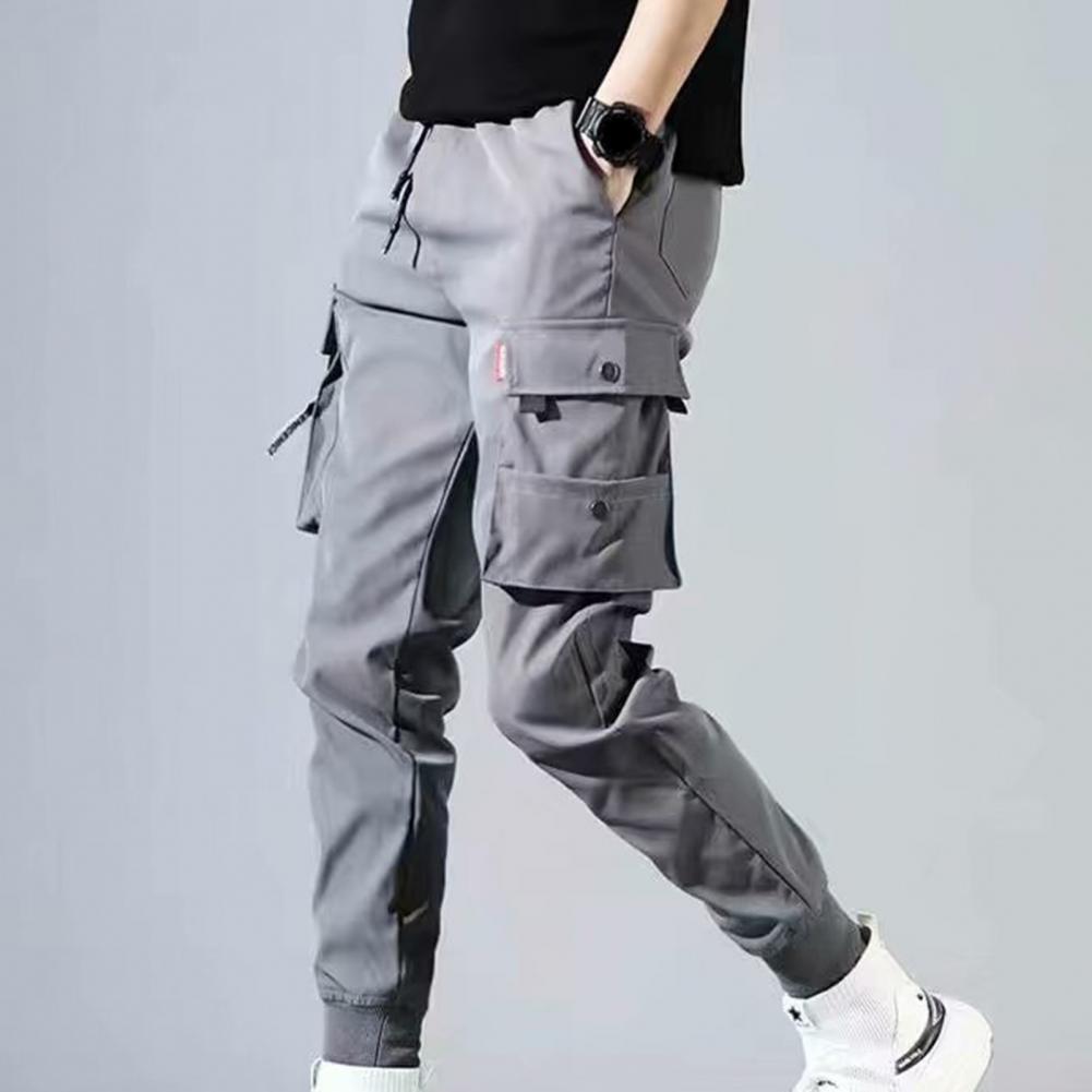 Pants Solid Color Thin Male Men Beam Feet cargo pants for men