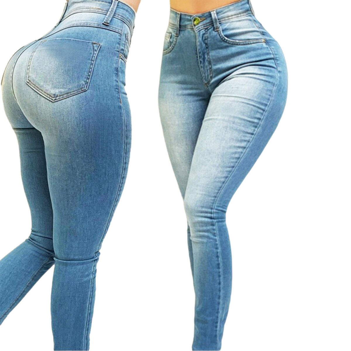 Women High Stretch Skinny Denim Jeans Cropped Pencil Pants Washed High Waist Demin Jeggings Ladies Spring Autumn Trousers Jeans