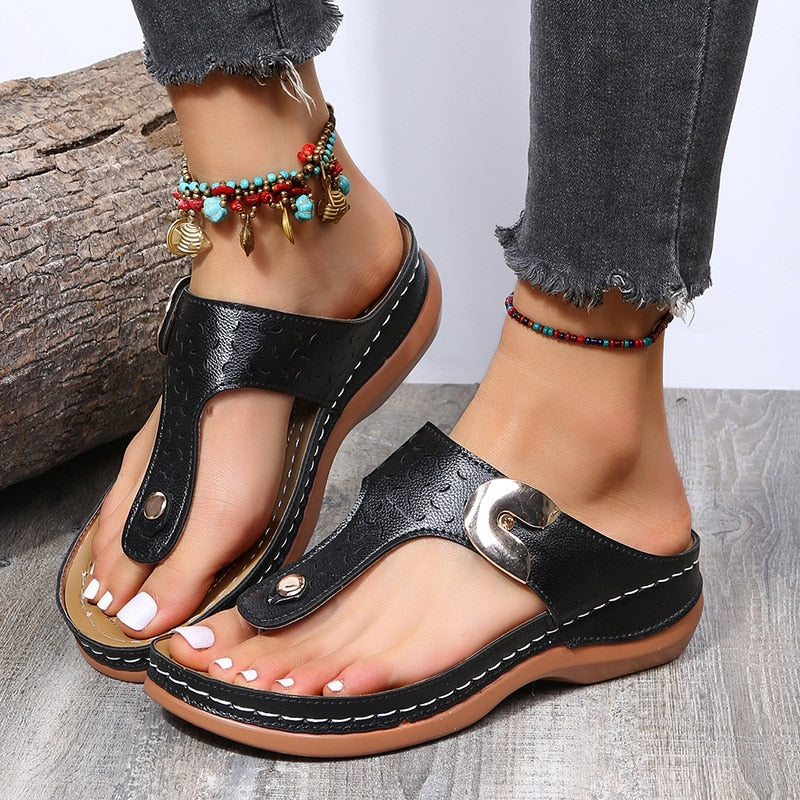 2023 New Women Slippers Wedges Ladies Flip-flops Summer Open Toe Platform Sandals Holiday Casual Slip on Beach Shoes for Women