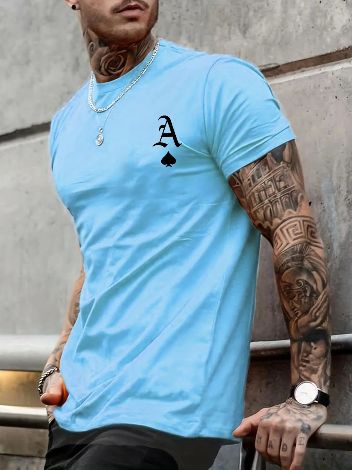 Summer Men&#39;s New Casual Loose Fit Large A Letter Print Round Neck Short Sleeved T-shirt clothing Comfort Plus Size