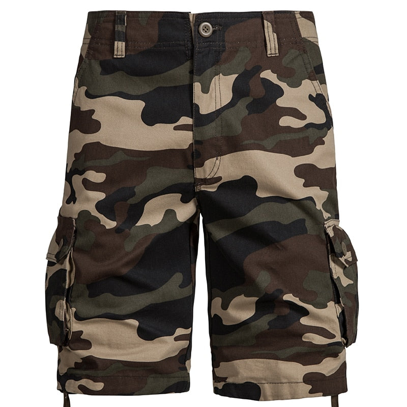 Summer Shorts Men&amp;#39;s New Trend Camouflage Overalls Baggy Casual Outdoor Sports Nickel Pants Side Pocket Cotton Comfort