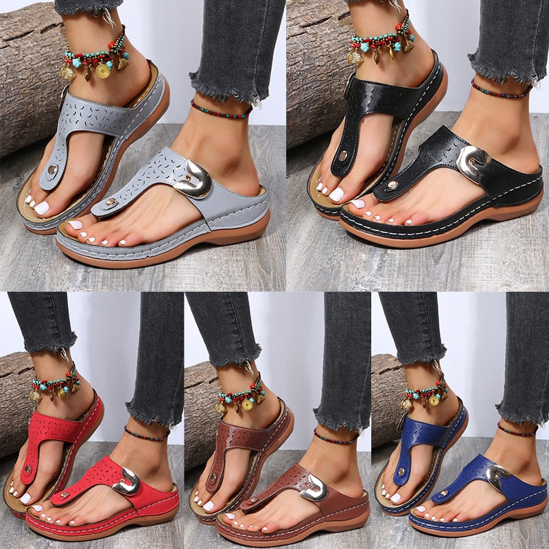 2023 New Women Slippers Wedges Ladies Flip-flops Summer Open Toe Platform Sandals Holiday Casual Slip on Beach Shoes for Women