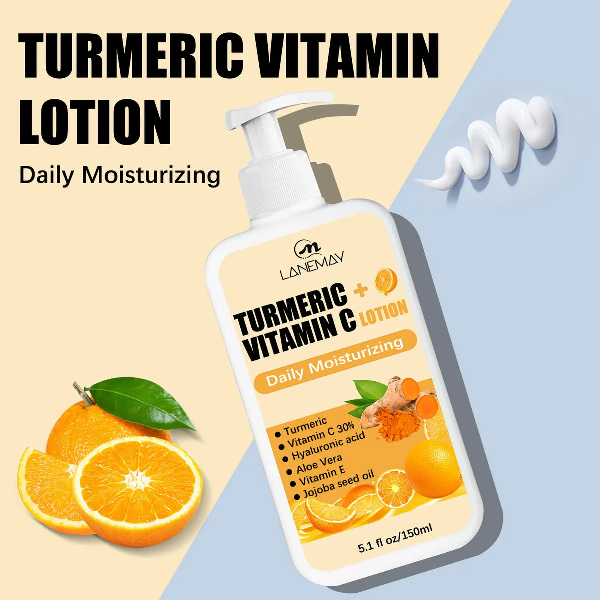 150ml Turmeric Body Lotio reduces fine line and wrinkles moisturizing daily Daily