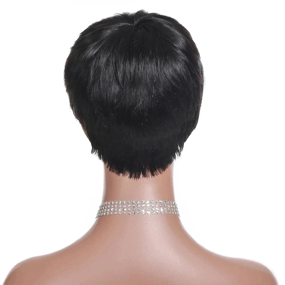 Short Straight Bob Wig Pixie Cut Wig Human Hair For Black Women With Bangs Brazilian Virgin Hair Cheap Wig machine made