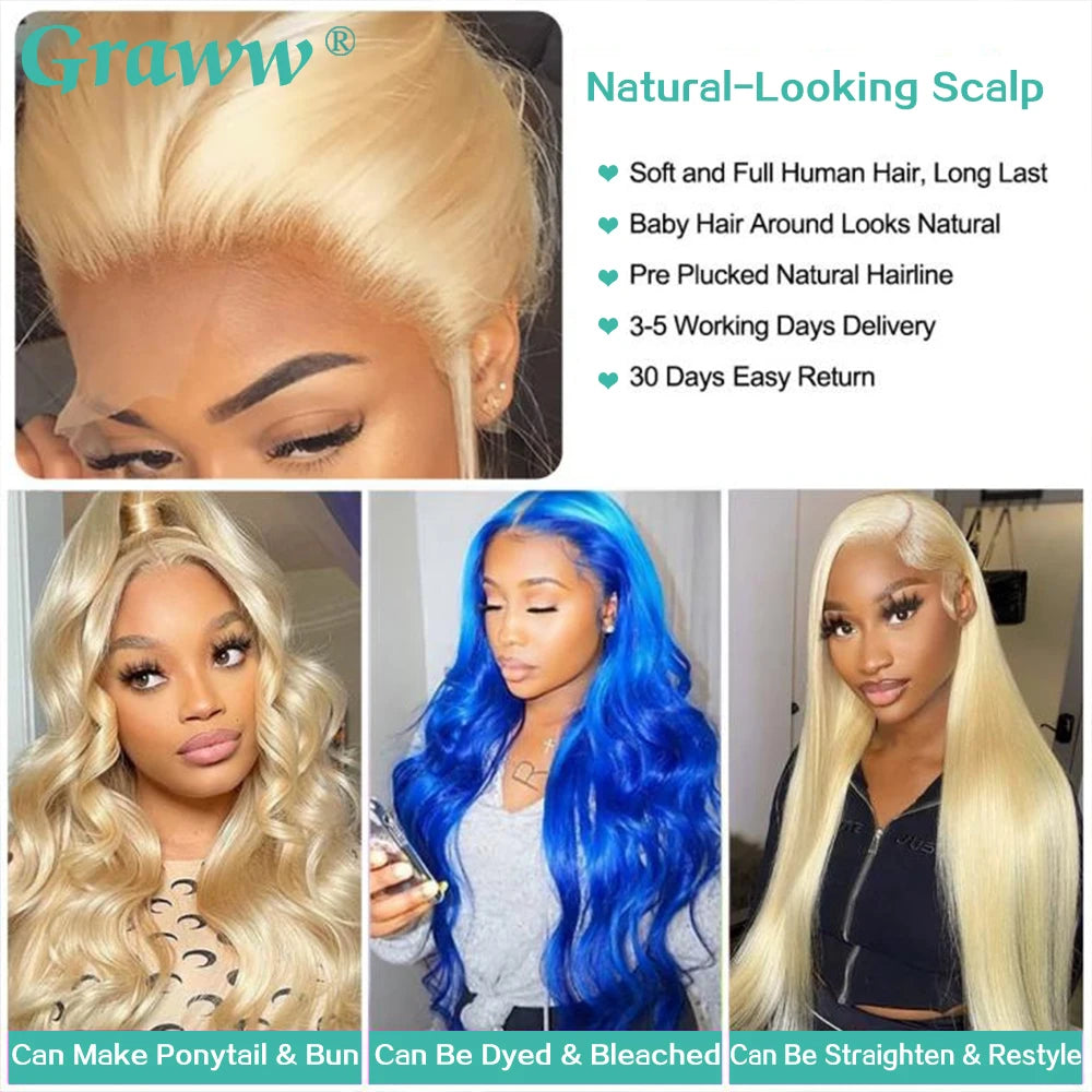 Blonde Body Wave Lace Front Wig HD Transparent Lace 13x4 13x6 Human Hair Wig 613 Pre Plucked Full Frontal Wigs For Black Women