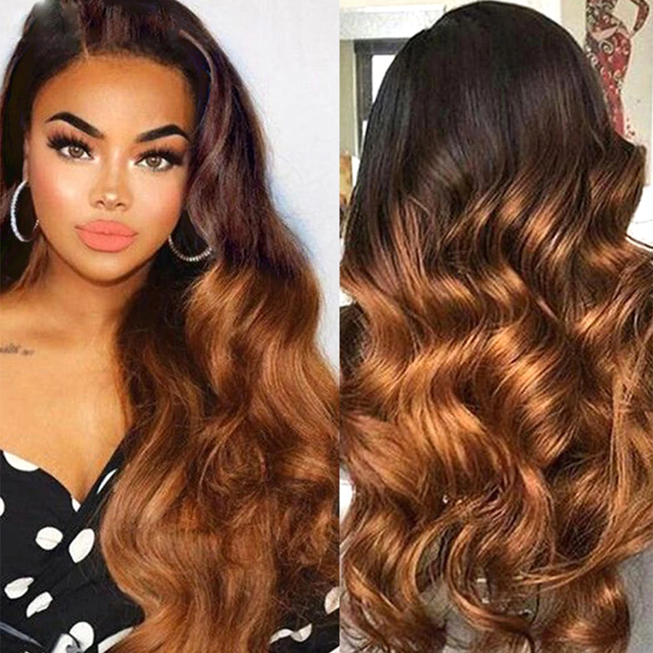 Highlight Body Wave Wig Ombre Wave Lace Front Human Hair