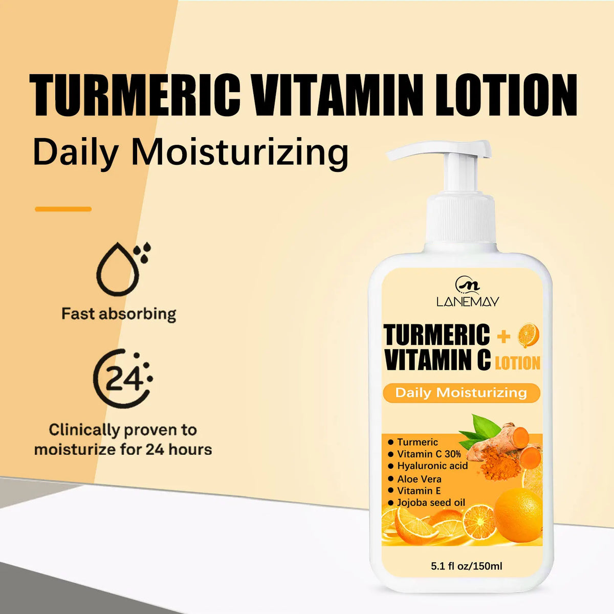 150ml Turmeric Body Lotio reduces fine line and wrinkles moisturizing daily Daily