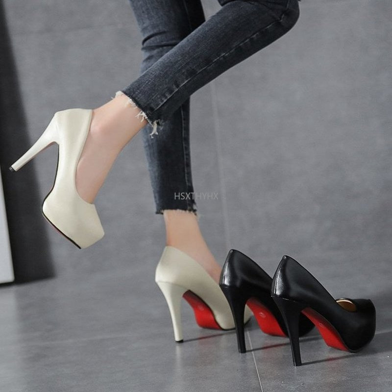 Women Shoes Red Sole High Heels Sexy Pointed Toe Red Sole 12cm Pumps Wedding Dress Shoes Nude Black Color Red Bottom High Heels