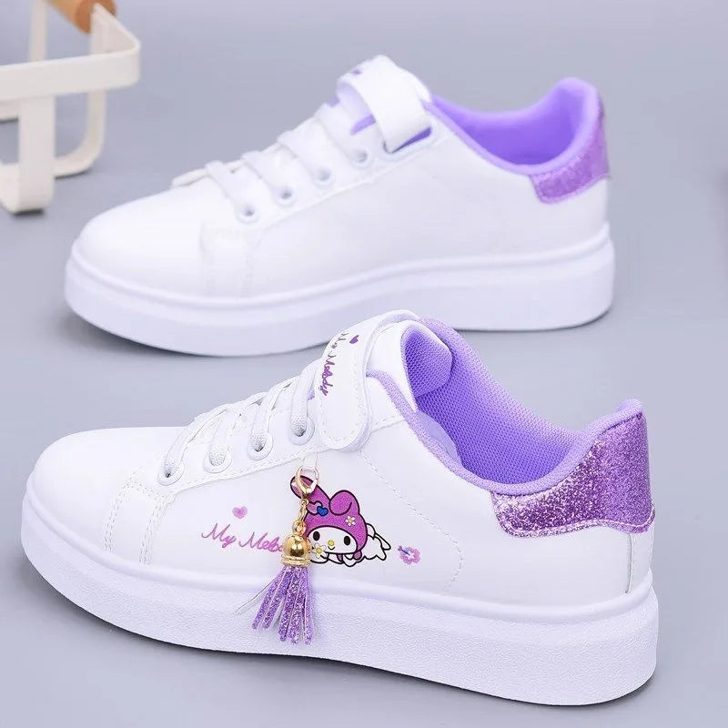 Sanrio cute anime cartoon my melody kuromi children shoes leather