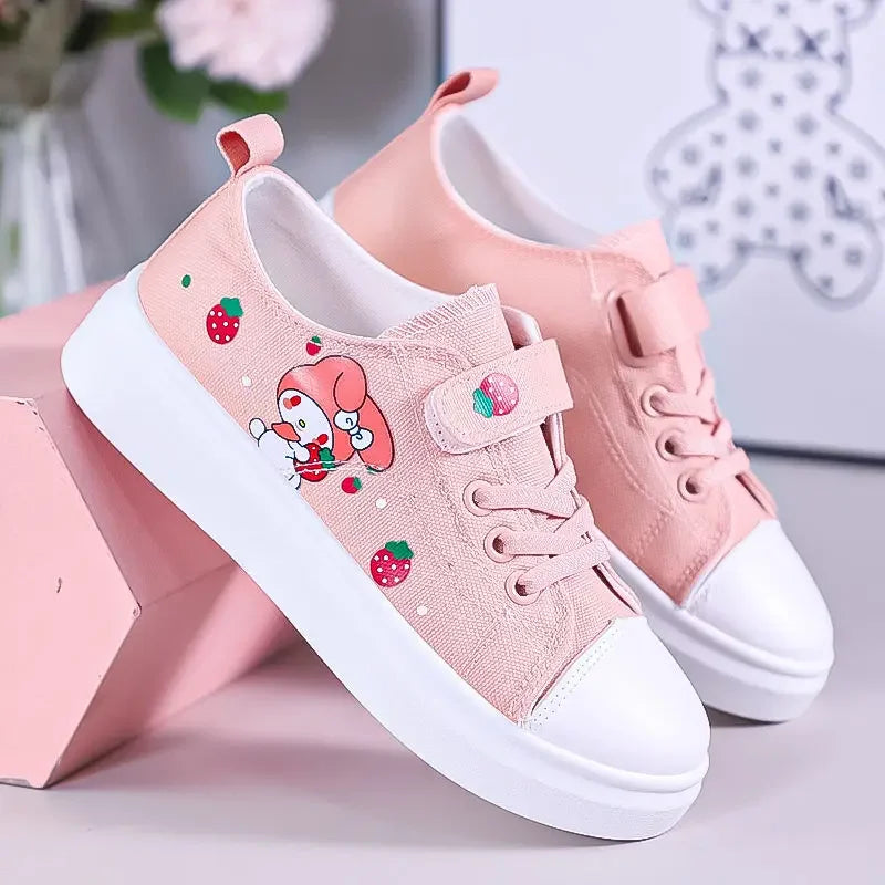 Sanrio Kuromi casual shoes girl canvas shoes my melody spring autumn sports shoes children&#39;s soft-soled sneakers skate shoes