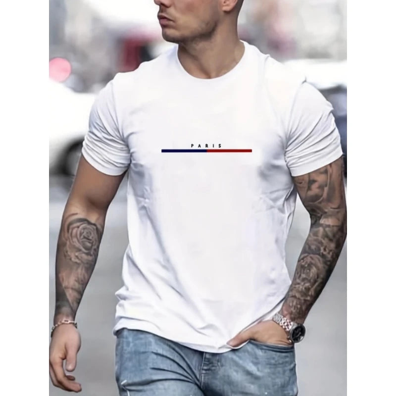 3D Paris Print Men&#39;s Graphic design crew neck