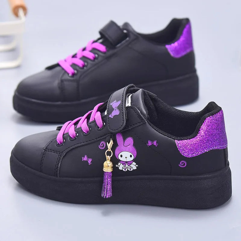 Sanrio cute anime cartoon my melody kuromi children shoes leather