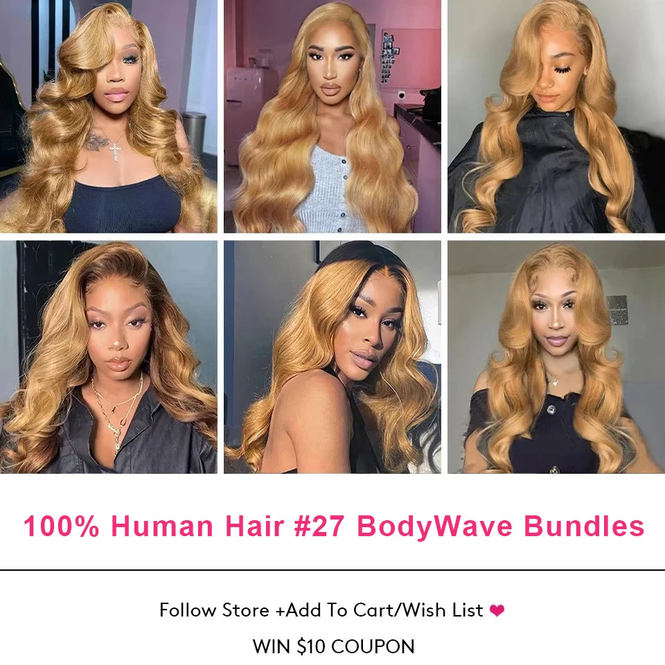 27# Honey Blonde Bundles Body Wave Human Hair Bundles Malaysian remy  hair weave 100% virgin