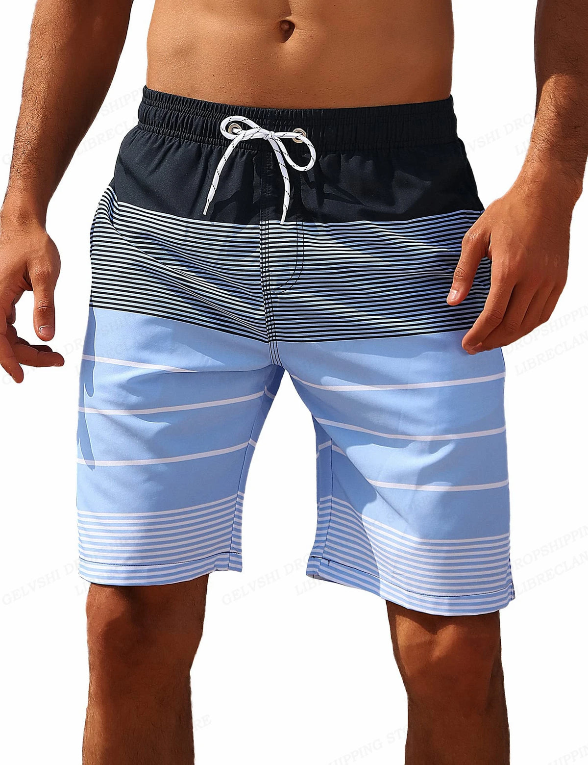 Striped Beach Shorts Men 3D Fashion Swimwear Board Shorts Trunk Gym Fitness Pant Men&#39;s Briefs Swimsuit Beachwear Short