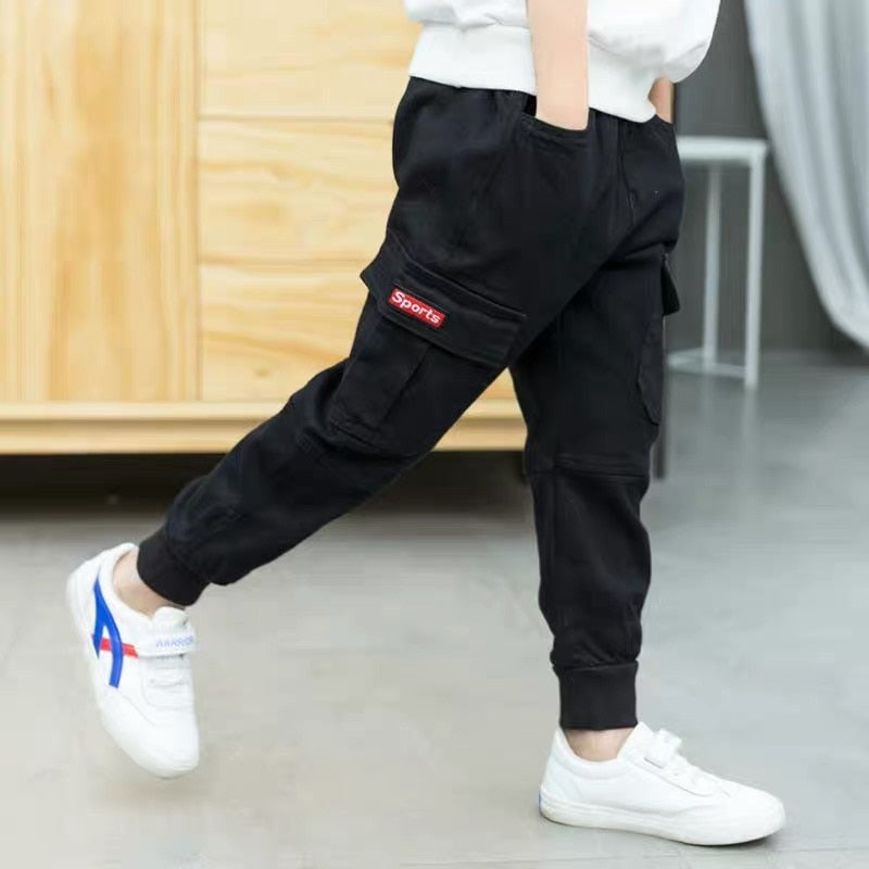 2023 New Fashion Teen Boys Cargo Pants Autumn Winter Thicken Boys Trousers Casual Kids Sports Pants 4-13 Years Children Clothing