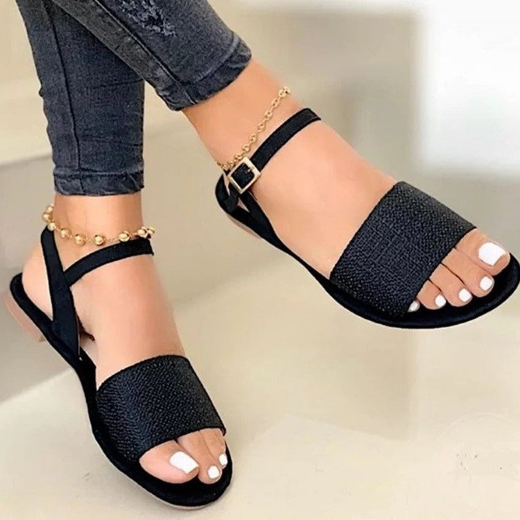 New Summer Flats Women&amp;#39;s Sandals 2022 Ankle Strap Casual Ladies Roman Shoes Open Toe Cozy Female Gladiator Fashion Woman Sandals