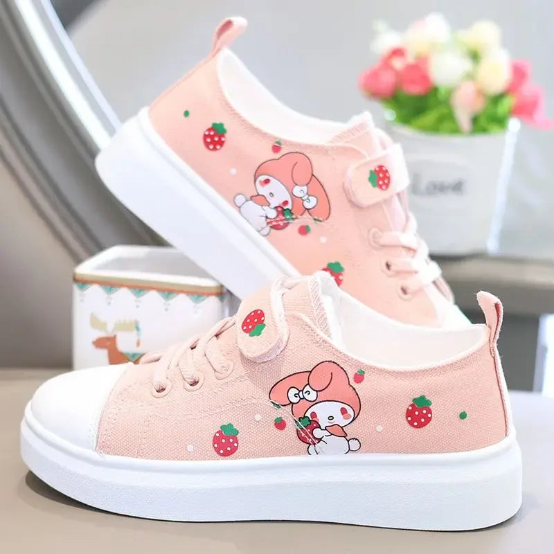 Sanrio Kuromi casual shoes girl canvas shoes my melody spring autumn sports shoes children&#39;s soft-soled sneakers skate shoes