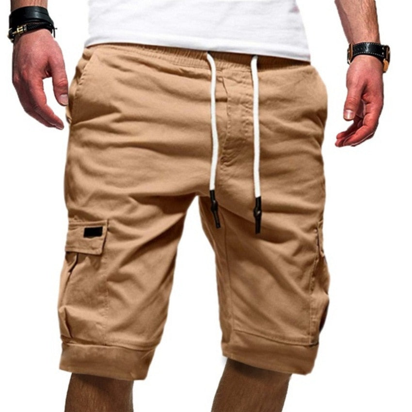 2023 Summer Men&amp;#39;s Shorts Fashion Solid Cargo Shorts Men&amp;#39;s Clothing Lace Up Casual Pants Multiple Pockets Workwear