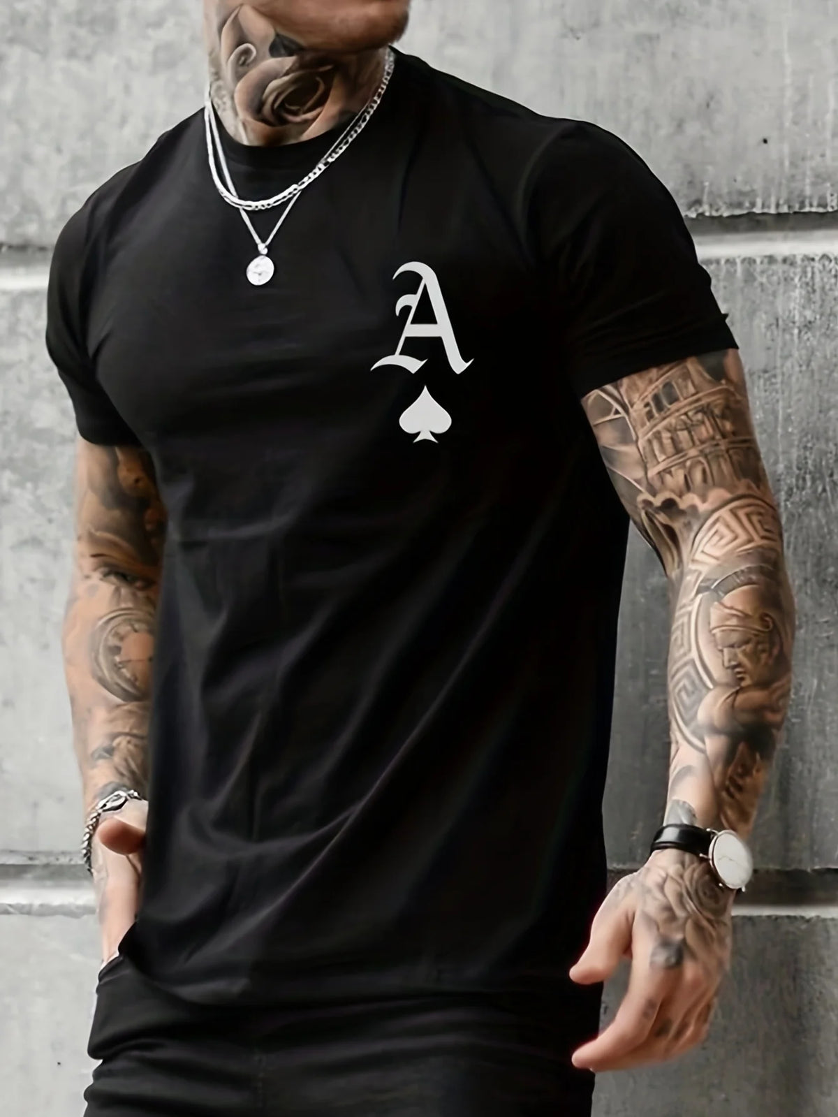 Summer Men&#39;s New Casual Loose Fit Large A Letter Print Round Neck Short Sleeved T-shirt clothing Comfort Plus Size