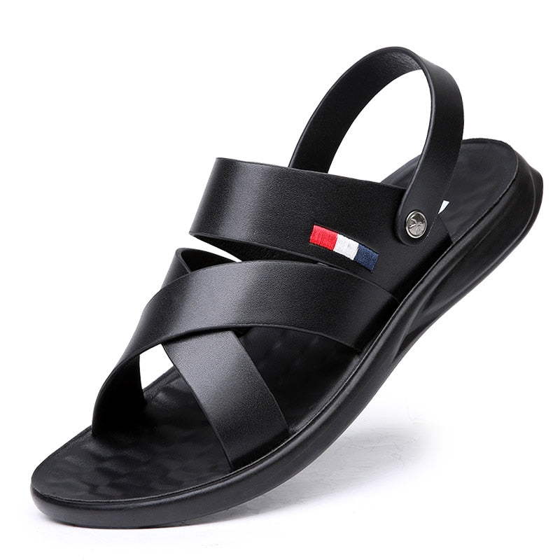 Sandals for Man Fashion Outdoor Korean Genuine Leather Indoor House Platform Male Beach Shoes Casual Men Sandals New In Summer