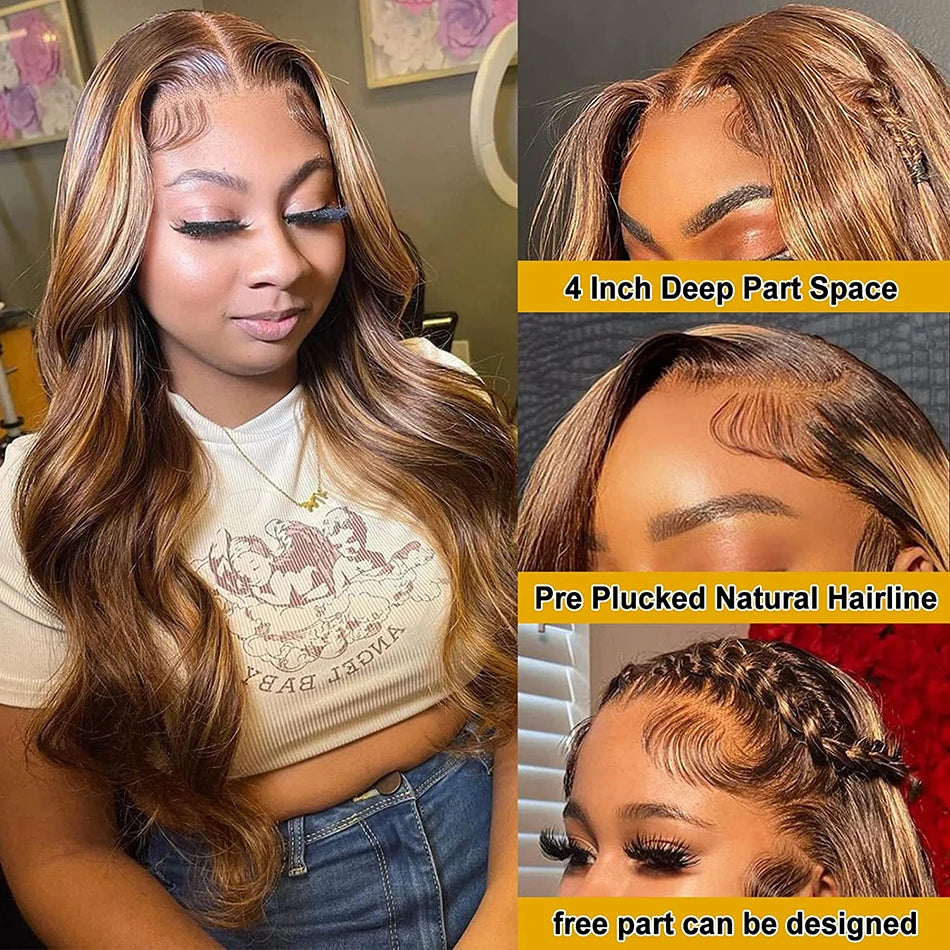 Highlight Wig Human Hair Blonde Body Wave 13X6 Hd Lace Frontal Wigs Hd Lace Wig 13X6 Human Hair 13X4 Lace Front Human Hair Wig