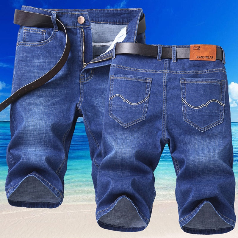 2022 Summer Brand Stretch Thin Bermuda Masculina Cotton Denim Jeans  Men Knee Length Soft Ropa Hombre Shorts