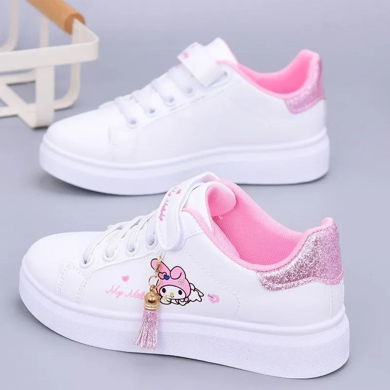 Sanrio cute anime cartoon my melody kuromi children shoes leather