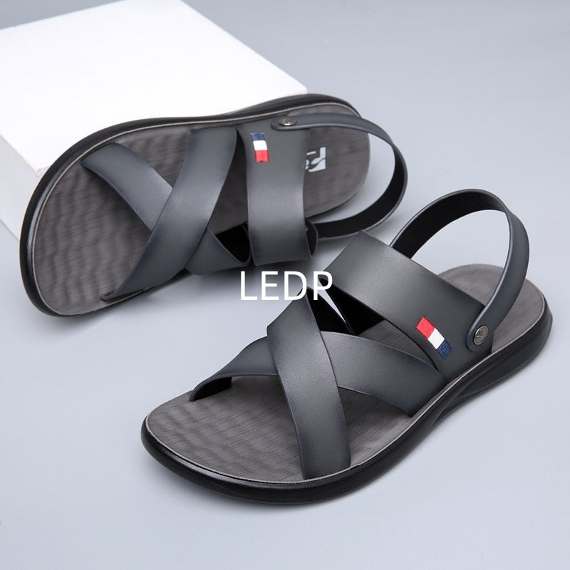 Sandals for Man Fashion Outdoor Korean Genuine Leather Indoor House Platform Male Beach Shoes Casual Men Sandals New In Summer