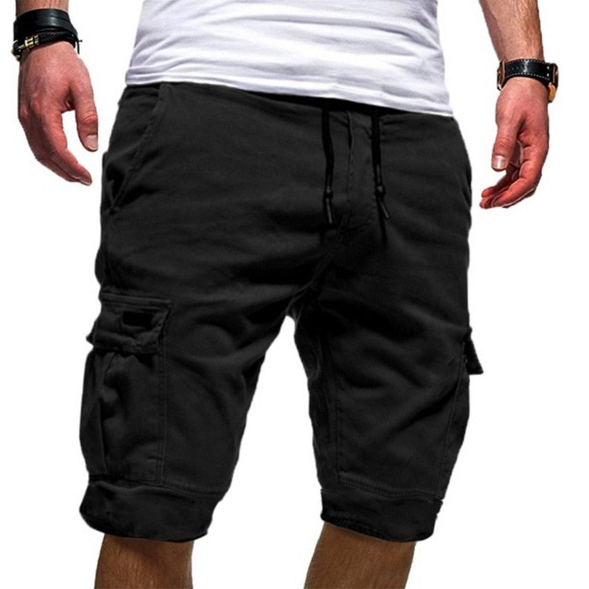 2023 Summer Men&amp;#39;s Shorts Fashion Solid Cargo Shorts Men&amp;#39;s Clothing Lace Up Casual Pants Multiple Pockets Workwear