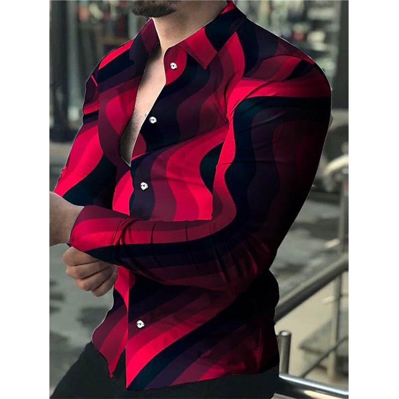 Spring Vintage Shirts For Men Oversized Casual Shirt Stripes Print Long Sleeve Button Tops Men&amp;#39;s Clothes Business Cardigan S-5XL