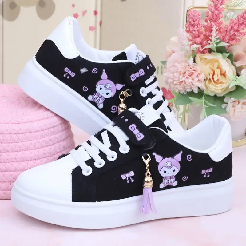 Sanrio Kuromi casual shoes girl canvas shoes my melody spring autumn sports shoes children&#39;s soft-soled sneakers skate shoes