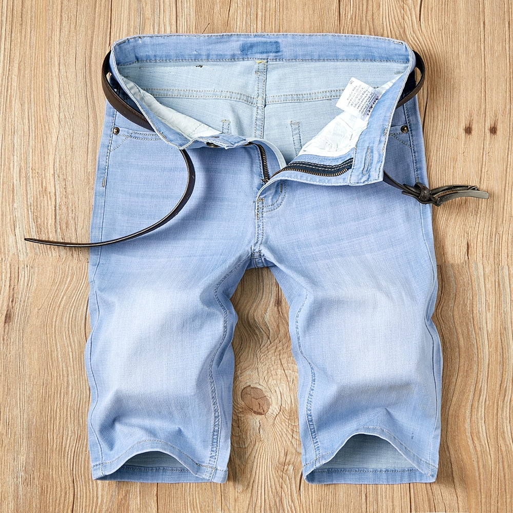 2023 Summer Shorts Jeans Men Denim Pants Stretch Dark Blue Fashion Design Men&amp;#39;s Jeans Slim Straight Male Short Jeans Hombre