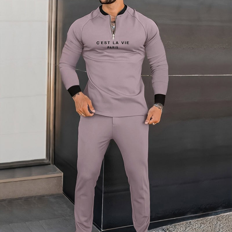 Autumn New Men Tracksuit Casual Solid Sports Set Long Sleeved