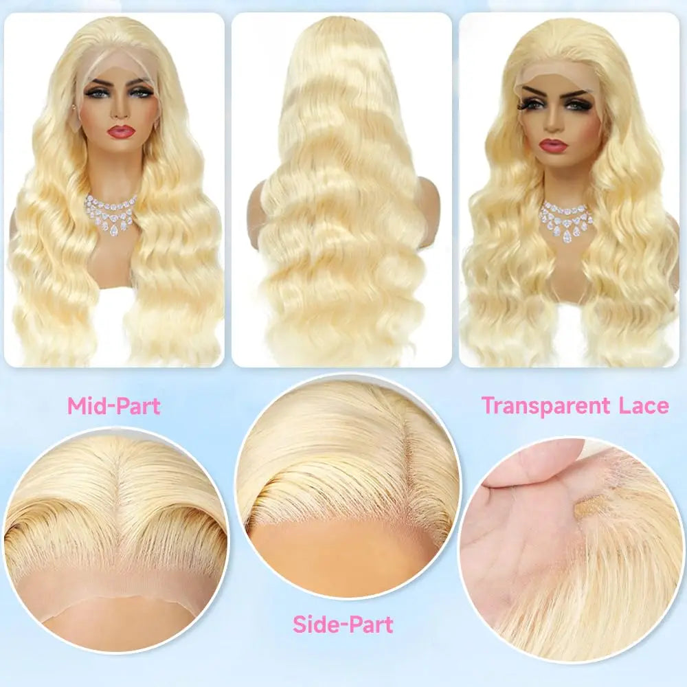 613 Lace Front Wig Human Hair 13x6 Blonde Human Hair Wigs 250% Density Body Wave Lace Front Wigs Human Hair Pre Plucked 26 Inch