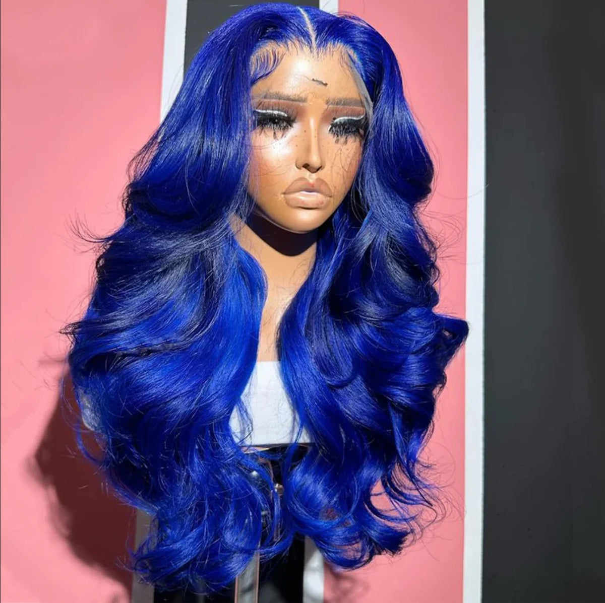 Royal Blue Colored Lace Front Wigs For  black women 13x4 body wave brazilian human hair