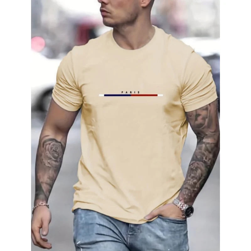 3D Paris Print Men&#39;s Graphic design crew neck