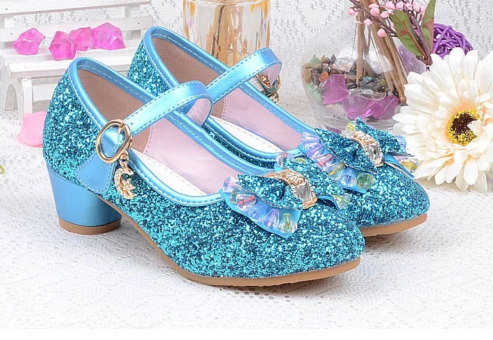 Princess Girls Party Shoes Children Sandals Colorful Sequins High Heels Shoes Girls Sandals Peep Toe Summer Kids Shoes 26-37