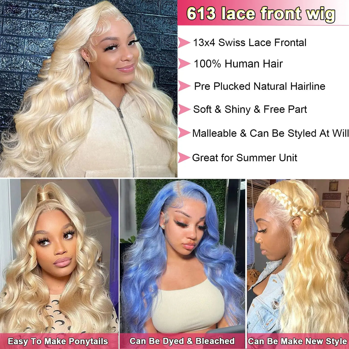 Blonde 613 Hd Lace Frontal Wig 13x6 Body Wave Lace Front Wig Blonde Wig Human Hair 13x4 Lace Front Wig Blonde Human Hair Wigs