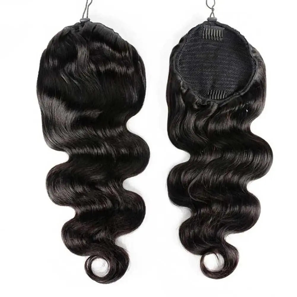 Body Wave Drawstring Ponytail Human Hair Extensions 100%