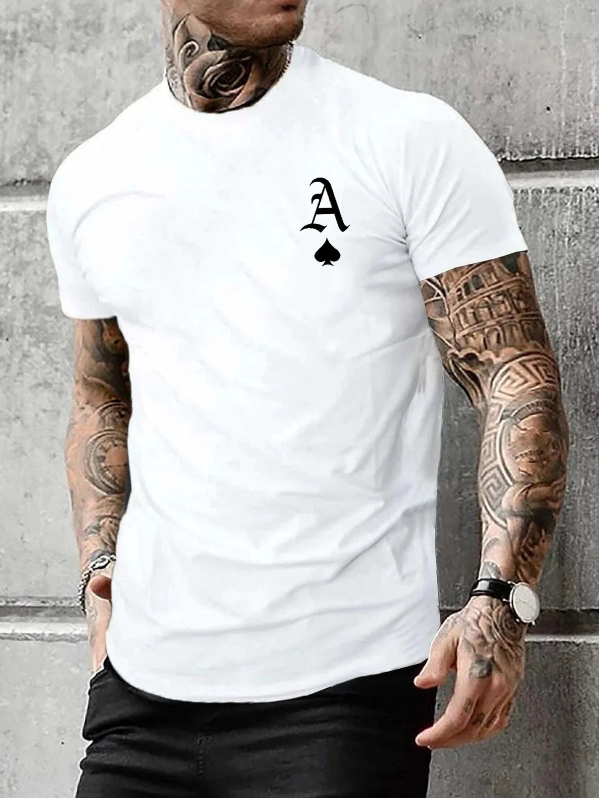 Summer Men&#39;s New Casual Loose Fit Large A Letter Print Round Neck Short Sleeved T-shirt clothing Comfort Plus Size