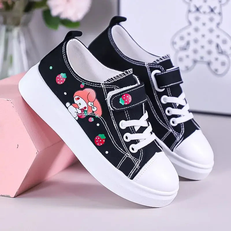 Sanrio Kuromi casual shoes girl canvas shoes my melody spring autumn sports shoes children&#39;s soft-soled sneakers skate shoes