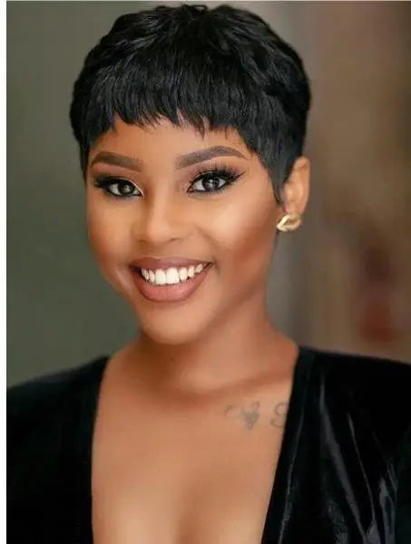 Short Straight Bob Wig Pixie Cut Wig Human Hair For Black Women With Bangs Brazilian Virgin Hair Cheap Wig machine made