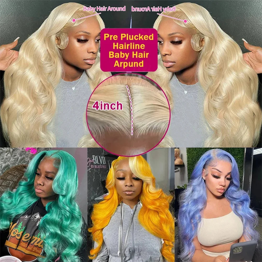 30 38 Inch Honey Blonde 613 HD Lace Frontal Wigs 113x6 body wave human hair 100% Brazilian 13x4 lace front wigs Women